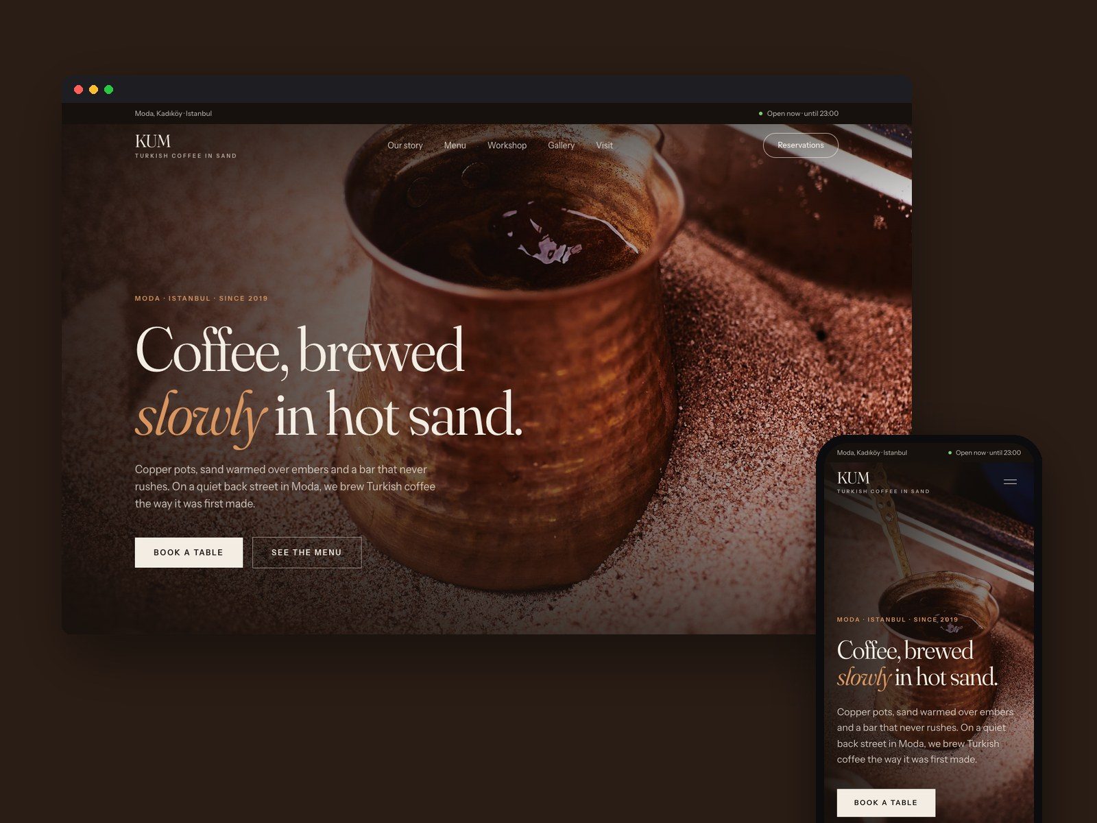 Kum: Homepage: desktop and mobile