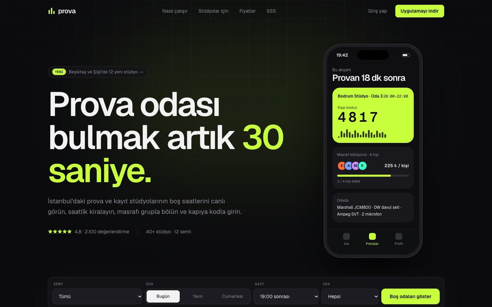 Prova stüdyo kiralama sitesi